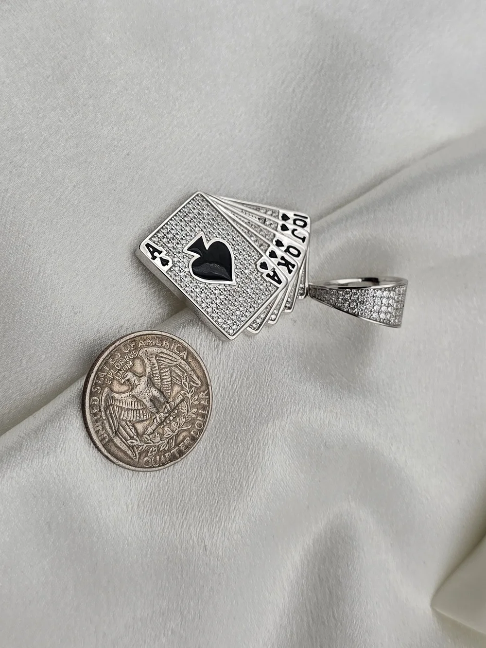 Sterling Silver 925 Moissanite  Lucky Cards Pendant